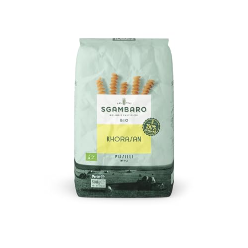 Sgambaro Bio Pasta Fusilli N.93-500 g aus Khorasan-Weizen – Antiker, proteinreicher Weizen, 100% italienischer Anbau – Vielseitig in der Küche und nährstoffreich von Sgambaro