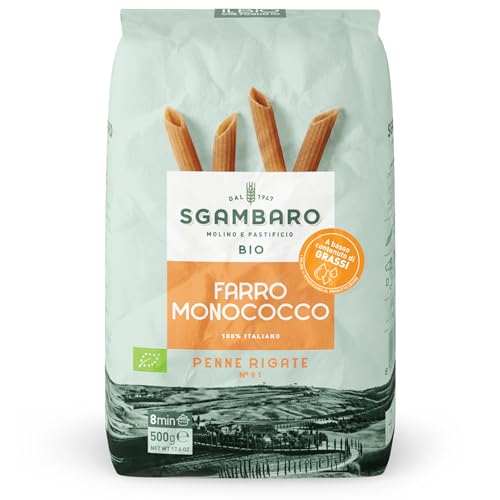 Sgambaro Bio-Pasta Penne Rigate N.91 - 500 g Nudeln aus Einkorn – Fettarm - Quelle von Ballaststoffen und Eiweiß von Sgambaro