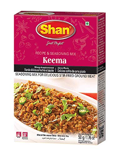 Shan Keema Rezept- und Gewürzmischung 1,76 oz (50 g) – Gewürzpulver für leckeres rührgebratenes Hackfleisch – geeignet für Vegetarier – luftdichter Beutel in einer Box (24 Stück) von Shan
