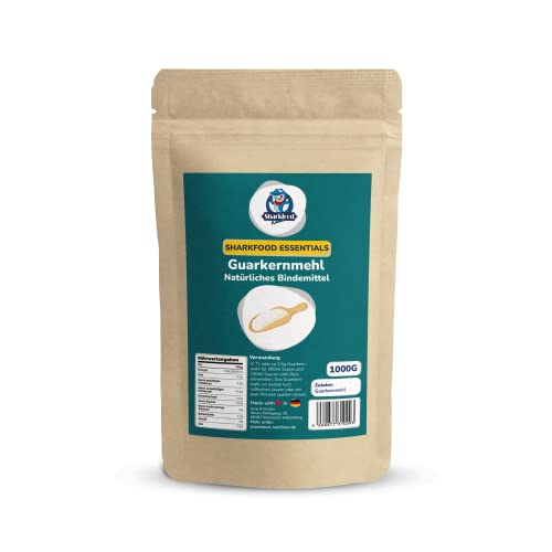 Premium Guarkernmehl 1 KG - Guar Gum Powder geeignet für Keto & Low Carb - Bindemittel Verdickungsmittel E412 Pulver - Guarkern Mehl 1000 g von Sharkfood Nutrition