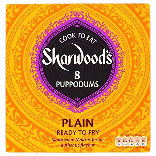 Sharwood Plain Large Puppodums (8 pro Packung - 94g) - Packung mit 2 von Sharwood's