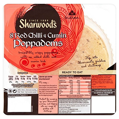 Sharwood Würzige Chili Und Kreuzkümmel Poppodums Bereit Zu Essen (8) von Sharwood's