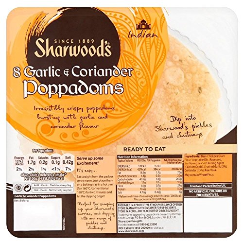 Sharwood des Garlic & Koriander Poppodums (8 pro Packung) - Packung mit 6 von Sharwood's