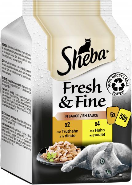 Sheba Fresh & Fine in Sauce mit Huhn und mit Truthahn von Sheba