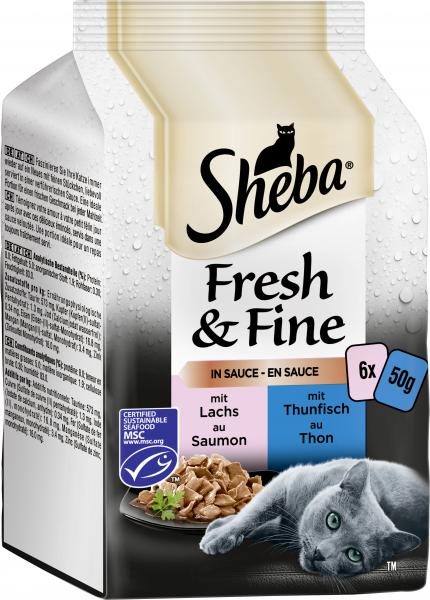 Sheba Fresh & Fine in Sauce mit Lachs und Thunfisch von Sheba