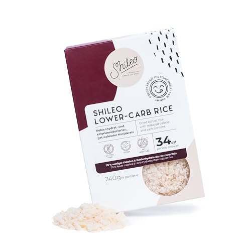 Shileo Lower-Carb Reis aus Konjak 240g | Getrocknet anstatt eingelegt - 100 % lecker | Kalorienarm, (fast) ohne Kohlenhydrate und Glutenfrei | Ideal zum Abnehmen, Keto oder Low-Carb Ernährungen von Shileo