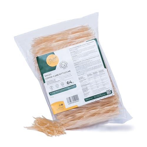 Shileo Lower-Carb Fettuccine Nudeln 1kg aus Konjakmehl | getrocknet anstatt eingelegt - richtig lecker | Glutenfreie Nudeln mit 50 % weniger Kalorien und Kohlenhydraten für Figurbewusste, von Shileo