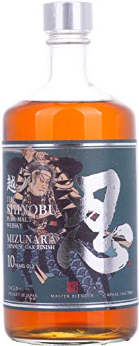 SHINOBU 10 Years Old Pure Malt Whisky Mizunara Oak Finish aus Japan, 43% vol - 1 x 700 ml von Shinobu