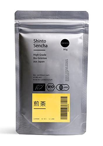 Shinto High Grade Bio Sencha - Grüner Tee aus 1. Ernte (Ichibancha) - Halbbeschattung (Jikagise-Technik) 5-7 Tage - Dämpfung 40 Sek. - JAS & EU BIO zertifiziert - Direktimport aus Uji Japan von Shinto