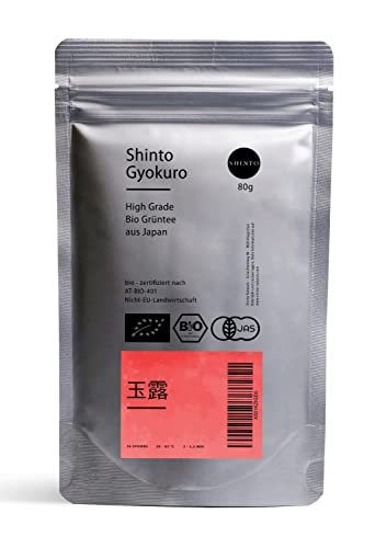 Shinto High Grade Bio Gyokuro - Grüner Tee aus 1. Ernte (Ichibancha) – Vollbeschattung für etwa 15 Tage - Dämpfung 30 Sek. - JAS & EU BIO zertifiziert - Direktimport aus Uji Japan von Shinto