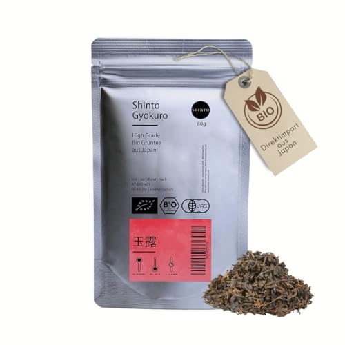 Shinto High Grade Bio Gyokuro - Grüner Tee aus 1. Ernte (Ichibancha) – Vollbeschattung für etwa 15 Tage - Dämpfung 30 Sek. - JAS & EU BIO zertifiziert - Direktimport aus Uji Japan von Shinto