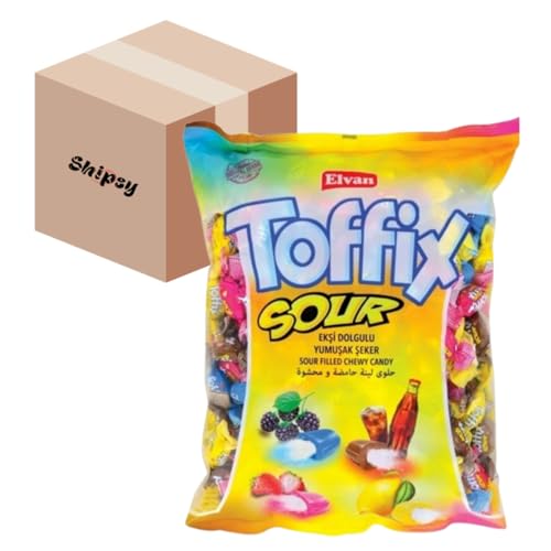 Sour Toffix Sour Elvan Bonbons 1 kg mit Füllung, Fruchtgummi + Shipsy Box Sour Toffix Sour Elvan Bonbons 1 kg mit Füllung, Fruchtgummi + Shipsy Box von Shipsy