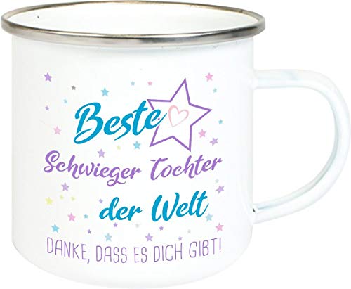 ShirtInStyle, Geschenkset, Emaille Tasse beste Schwieger Tochter der Welt, danke das es dich gibt! Farbe weiß von Shirtinstyle