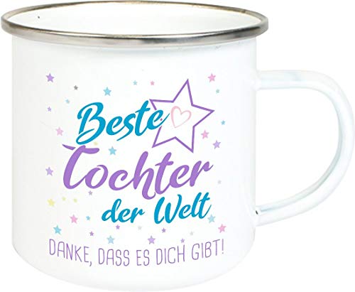 ShirtInStyle, Geschenkset, Emaille Tasse beste Tochter der Welt, danke das es dich gibt! Farbe weiß von ShirtInStyle