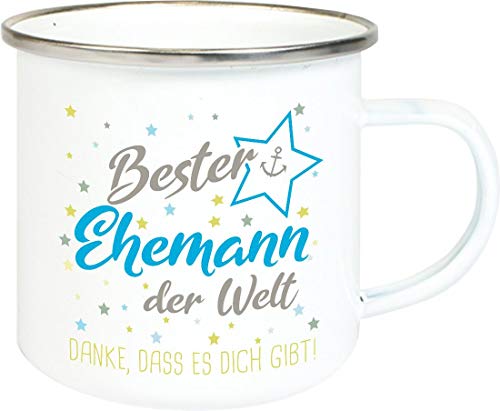 ShirtInStyle, Geschenkset, Emaille Tasse bester Ehemann der Welt, danke das es dich gibt! Farbe weiß von Shirtinstyle