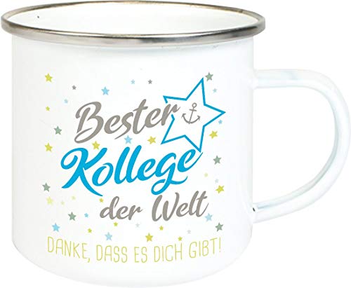 ShirtInStyle, Geschenkset, Emaille Tasse bester Kollege der Welt, danke das es dich gibt! Farbe weiß von Shirtinstyle