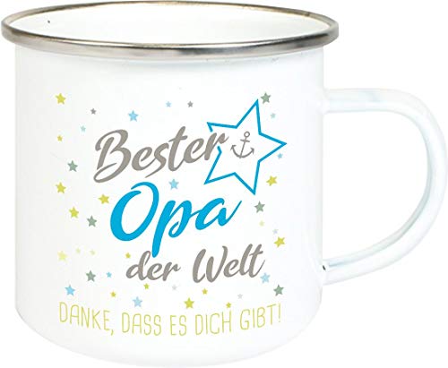 ShirtInStyle, Geschenkset, Emaille Tasse bester Opa der Welt, danke das es dich gibt! Farbe weiß von Shirtinstyle