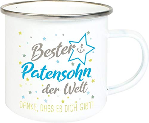 ShirtInStyle, Geschenkset, Emaille Tasse bester Patensohn der Welt, danke das es dich gibt! Farbe weiß von Shirtinstyle