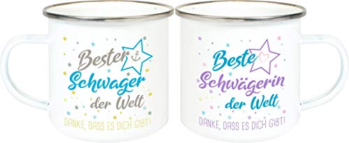 ShirtInStyle, Geschenkset, Emaillen Tassenset beste Schwägerin, bester Schwager der Welt, danke das es dich gibt! Farbe weiß ShirtInStyle, Geschenkset, Emaillen Tassenset beste Schwägerin, bester Schwager der Welt, danke das es dich gibt! Farbe weiß von Shirtinstyle