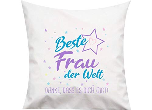 ShirtInStyle, Geschenkset, Kissen beste Frau der Welt, danke das es dich gibt! Farbe weiß von ShirtInStyle