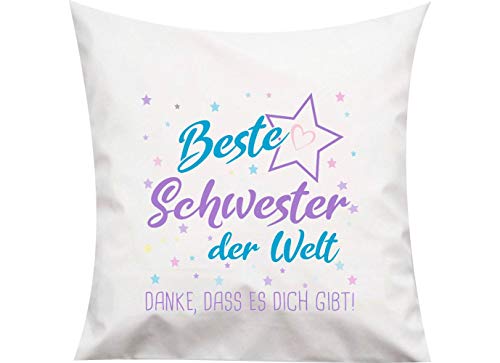 ShirtInStyle, Geschenkset, Kissen beste Schwester der Welt, danke das es dich gibt! Farbe weiß von ShirtInStyle