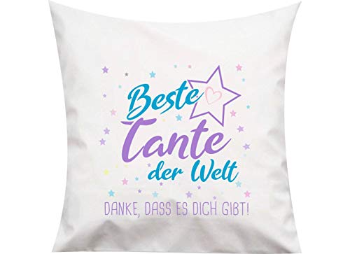 ShirtInStyle, Geschenkset, Kissen beste Tante der Welt, danke das es dich gibt! Farbe weiß von ShirtInStyle