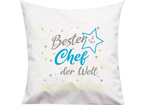 ShirtInStyle, Geschenkset, Kissen bester Chef der Welt, danke das es dich gibt! Farbe weiß von ShirtInStyle