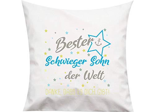 ShirtInStyle, Geschenkset, Kissen bester Schwieger Sohn der Welt, danke das es dich gibt! Farbe weiß von ShirtInStyle