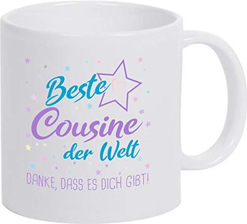 ShirtInStyle, Geschenkset, Tasse beste Cousine der Welt, danke das es dich gibt! Farbe weiß von Shirtinstyle
