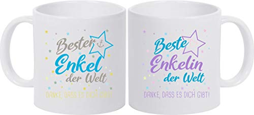 ShirtInStyle, Geschenkset, Tassenset beste Enkelin, bester Enkel der Welt, danke das es dich gibt! Farbe weiß von Shirtinstyle