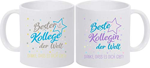 ShirtInStyle, Geschenkset, Tassenset beste Kollegin, bester Kollege der Welt, danke das es dich gibt! Farbe weiß von Shirtinstyle