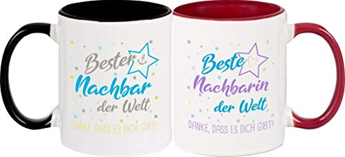 ShirtInStyle, Geschenkset, Tassenset beste Nachbarin, bester Nachbar der Welt, danke das es dich gibt! Farbe weinrot und schwarz ShirtInStyle, Geschenkset, Tassenset beste Nachbarin, bester Nachbar der Welt, danke das es dich gibt! Farbe weinrot und schwarz von Shirtinstyle
