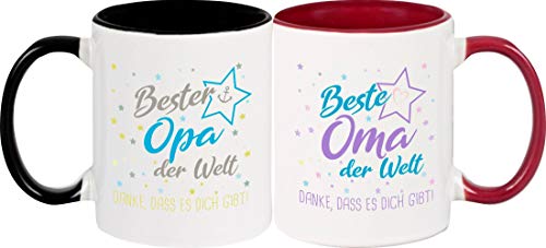 ShirtInStyle, Geschenkset, Tassenset beste Oma, bester Opa der Welt, danke das es dich gibt! Farbe weinrot und schwarz ShirtInStyle, Geschenkset, Tassenset beste Oma, bester Opa der Welt, danke das es dich gibt! Farbe weinrot und schwarz von Shirtinstyle