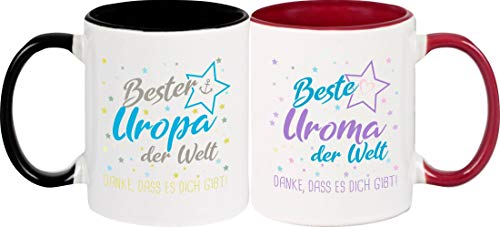 ShirtInStyle, Geschenkset, Tassenset beste Uroma, bester Uropa der Welt, danke das es dich gibt! Farbe weinrot und schwarz ShirtInStyle, Geschenkset, Tassenset beste Uroma, bester Uropa der Welt, danke das es dich gibt! Farbe weinrot und schwarz von Shirtinstyle