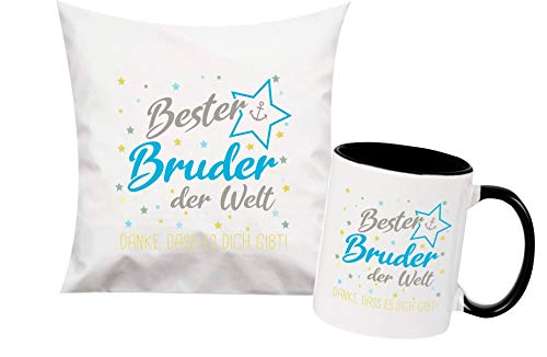 ShirtInStyle, Geschenkset, bester Bruder der Welt, danke das es dich gibt! Kissen- und Tasse als Set Farbe schwarz von ShirtInStyle