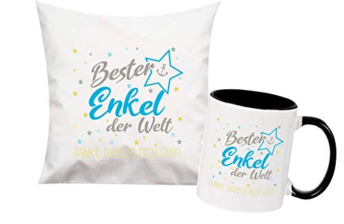 ShirtInStyle, Geschenkset, bester Enkel der Welt, danke das es dich gibt! Kissen- und Tasse als Set Farbe schwarz von ShirtInStyle