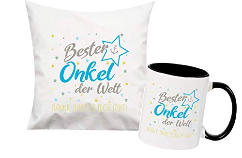 ShirtInStyle, Geschenkset, bester Onkel der Welt, danke das es dich gibt! Kissen- und Tasse als Set Farbe schwarz von ShirtInStyle