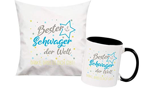 ShirtInStyle, Geschenkset, bester Schwager der Welt, danke das es dich gibt! Kissen- und Tasse als Set Farbe schwarz von ShirtInStyle