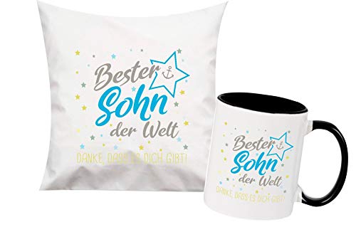 ShirtInStyle, Geschenkset, bester Sohn der Welt, danke das es dich gibt! Kissen- und Tasse als Set Farbe schwarz von ShirtInStyle