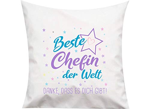 ShirtInStyle, Kissen beste Chefin der Welt, danke das es dich gibt! Größe 40x40cm mit Füllung, Farbe weiß von ShirtInStyle