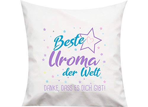 ShirtInStyle, Kissen beste Uroma der Welt, danke das es dich gibt! Größe 40x40cm mit Füllung, Farbe weiß von ShirtInStyle