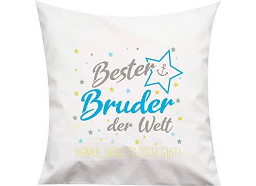 ShirtInStyle, Kissen bester Bruder der Welt, danke das es dich gibt! Größe 40x40cm mit Füllung, Farbe weiß von ShirtInStyle