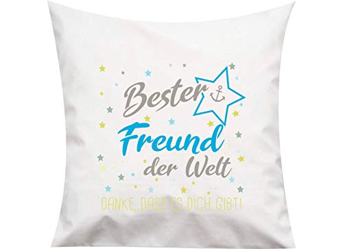 ShirtInStyle, Kissen bester Freund der Welt, danke das es dich gibt! Größe 40x40cm mit Füllung, Farbe weiß von ShirtInStyle