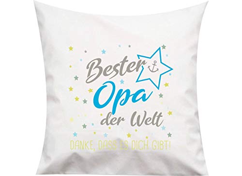 ShirtInStyle, Kissen bester Opa der Welt, danke das es dich gibt! Größe 40x40cm mit Füllung, Farbe weiß von ShirtInStyle