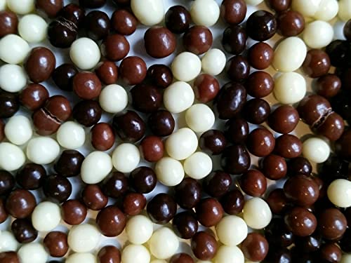 100 g handgefertigte Mini-Müsli-Kugeln, schokoladenbeschichtet, Mischung aus dunkler, milchiger und weißer Schokolade, Dessert-Kuchendekoration von Shopper's Freedom
