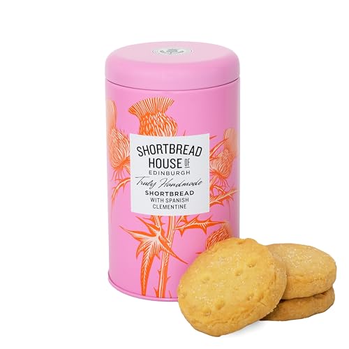 Shortbread House of Edinburgh 140 g Dose mit wirklich handgefertigten Shortbread Keksen mit spanischer Clementine von Shortbread