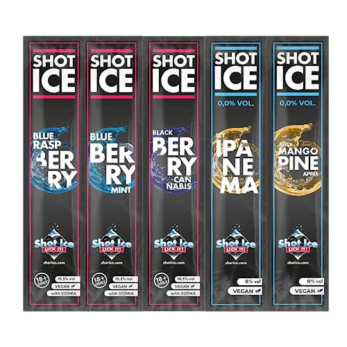 Shot Ice Mix-Paket 5 Sorten "Berry-Tropical Twist" - Wassereis mit 10,5% Alk. - Ab 18 Jahren - Mit zwei Alkoholfreien Sorten (10er Paket) von Shot Ice