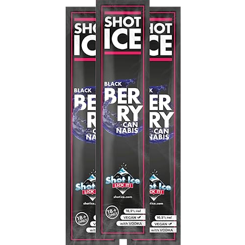Shot Ice Paket Blackberry/Cannabis - Frozen Shot - Eis mit Alkohol zum Selbsteinfrieren - Ab 18 Jahren! (100er Paket) von Shot Ice
