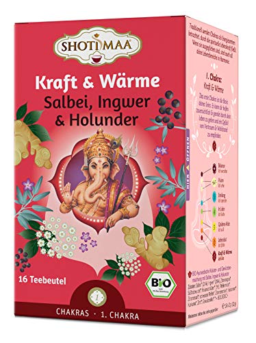 Shoti Maa BioAyurvedaTee Kraft Wärme Salbei Ingwer Holunder g, Holunderblüte, 32 g Shoti Maa BioAyurvedaTee Kraft Wärme Salbei Ingwer Holunder g, Holunderblüte, 32 g von Shoti Maa
