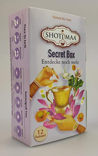 Shoti Maa Secret Box | 6 Packungen | eine Packung enthält 12 Teebeutel feinsten Bio-Tee | 8 Sorten Kräuter- und Gewürztees | 72 Teebeutel von Shoti Maa